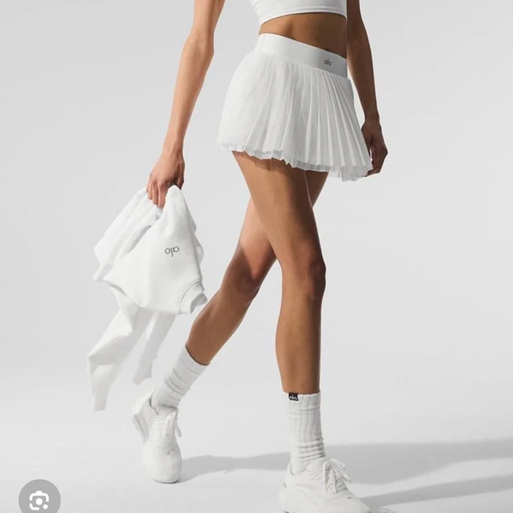 ALO Mesh Baseline Skirt Tennis Padel Pickleball WHITE